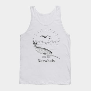 Save The Narwhals Unicorn Of The Sea Retro Style Tank Top